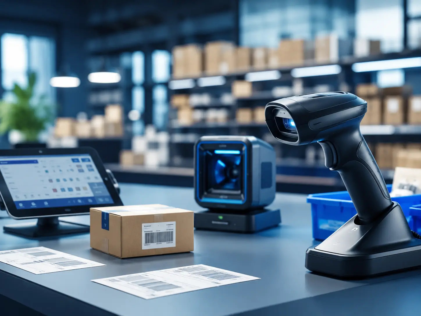 Scanner code-barres pour commerce dans un environnement professionnel